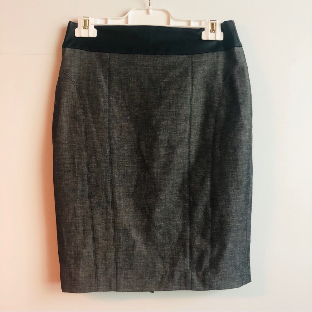 Pencil skirt with faux leather trim